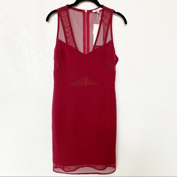 Lucy Paris Mesh Cutout Wine Red Sleeveless Dress Size Medium - Picture 1 of 9
